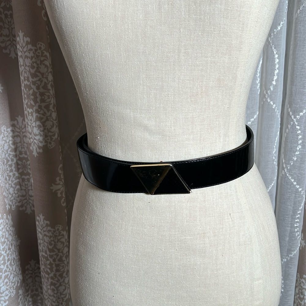 Vintage Morgan Taylor Size Medium Black Genuine Patent Leather Belt